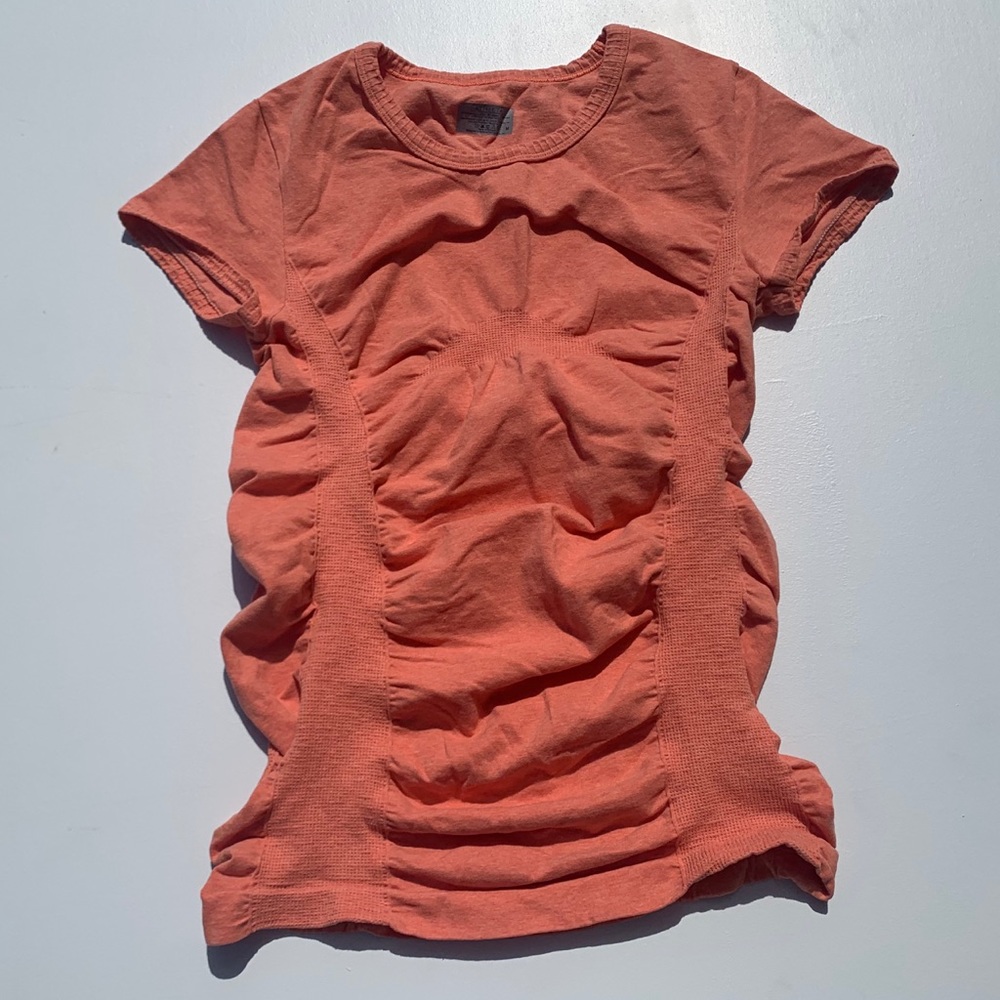 coral athleta runched athletic workout top